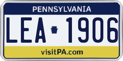 PA license plate LEA1906
