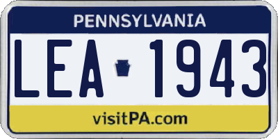 PA license plate LEA1943