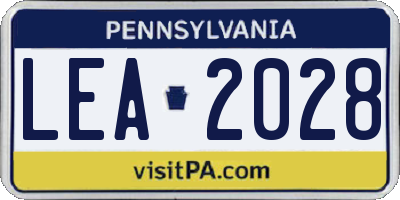 PA license plate LEA2028