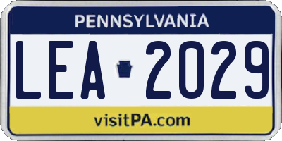 PA license plate LEA2029