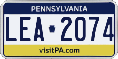PA license plate LEA2074