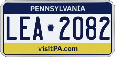 PA license plate LEA2082