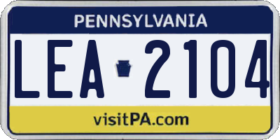 PA license plate LEA2104