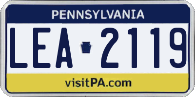 PA license plate LEA2119