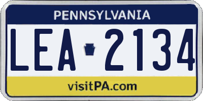 PA license plate LEA2134