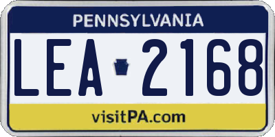PA license plate LEA2168