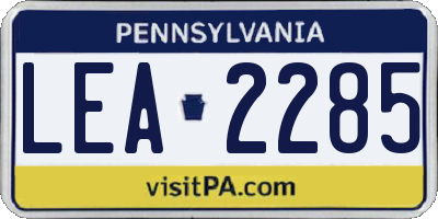 PA license plate LEA2285