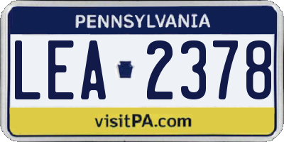 PA license plate LEA2378