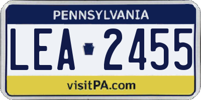 PA license plate LEA2455