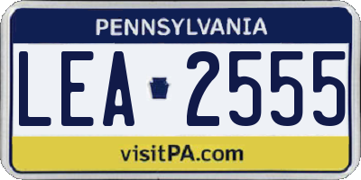 PA license plate LEA2555