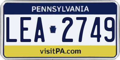 PA license plate LEA2749