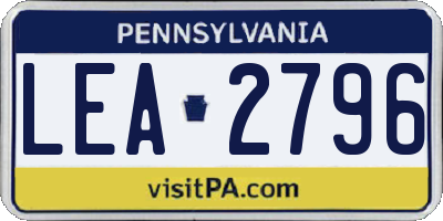 PA license plate LEA2796