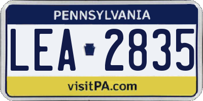 PA license plate LEA2835