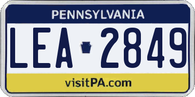 PA license plate LEA2849