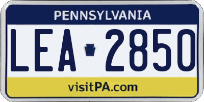 PA license plate LEA2850