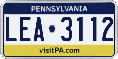 PA license plate LEA3112