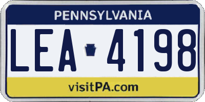 PA license plate LEA4198