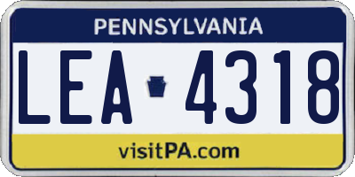 PA license plate LEA4318