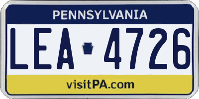 PA license plate LEA4726