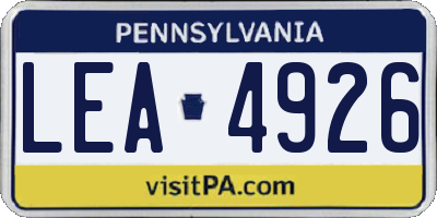 PA license plate LEA4926