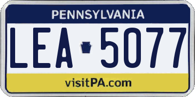 PA license plate LEA5077