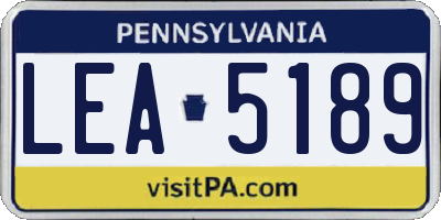 PA license plate LEA5189