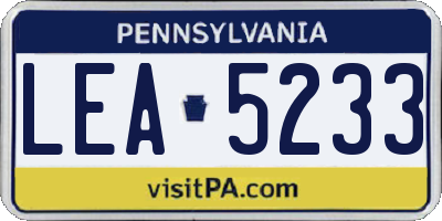 PA license plate LEA5233