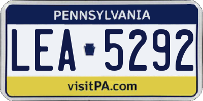 PA license plate LEA5292