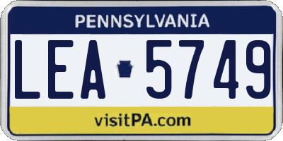 PA license plate LEA5749
