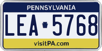PA license plate LEA5768