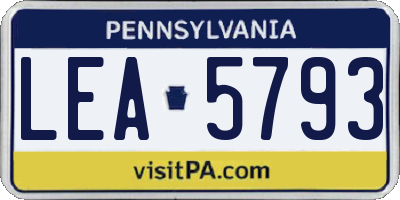 PA license plate LEA5793