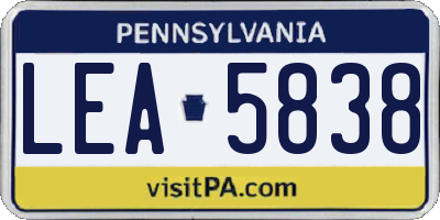 PA license plate LEA5838