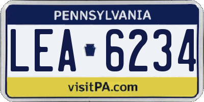 PA license plate LEA6234