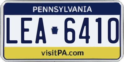 PA license plate LEA6410