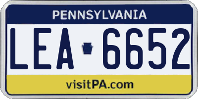 PA license plate LEA6652