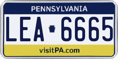 PA license plate LEA6665