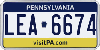 PA license plate LEA6674