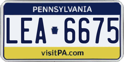PA license plate LEA6675