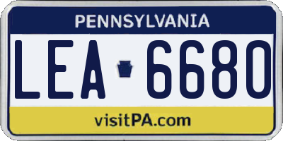 PA license plate LEA6680