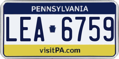 PA license plate LEA6759
