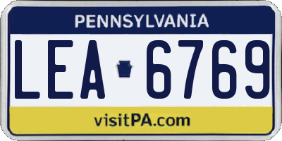 PA license plate LEA6769