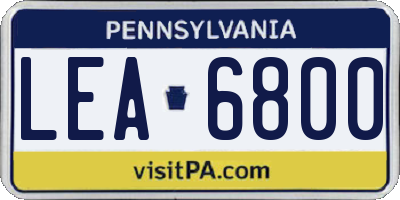 PA license plate LEA6800