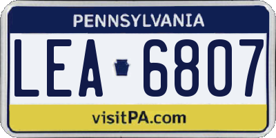 PA license plate LEA6807