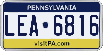 PA license plate LEA6816