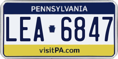 PA license plate LEA6847