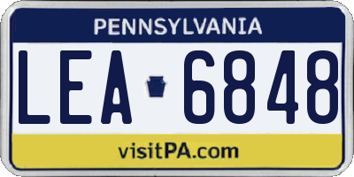 PA license plate LEA6848