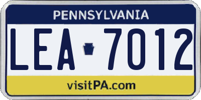 PA license plate LEA7012