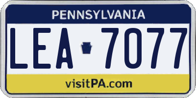 PA license plate LEA7077