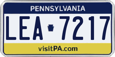 PA license plate LEA7217