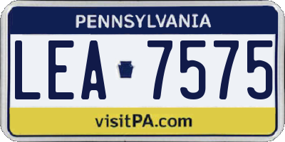 PA license plate LEA7575